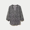 Blouse col v manches 3/4 noir femme