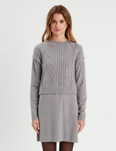 Robe pull effet 2-en-1 gris clair femme