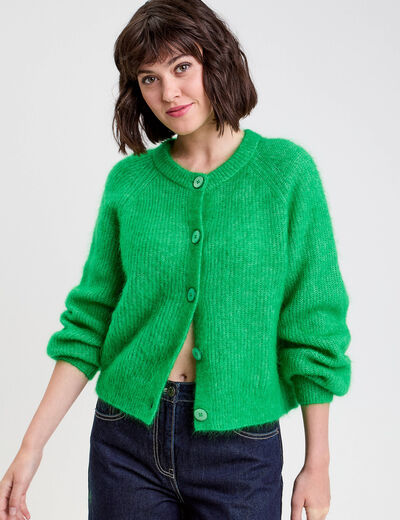 Gilet manches longues vert femme