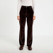 Pantalon bootcut taille haute velours marron fonc&eacute; femme