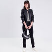 Jeans droit taille haute denim noir femme