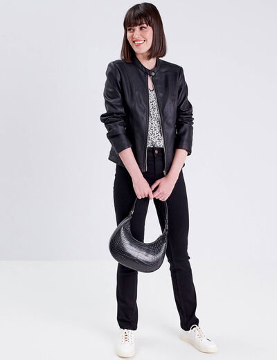 Jeans droit taille haute denim noir femme