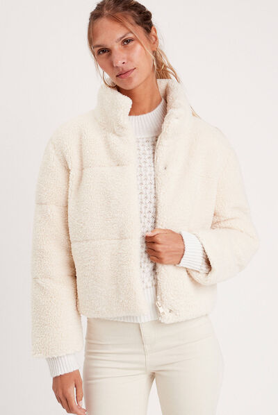 Doudoune imitation laine mouton ecru femme