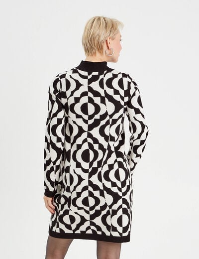 Robe pull droite col montant blanc femme