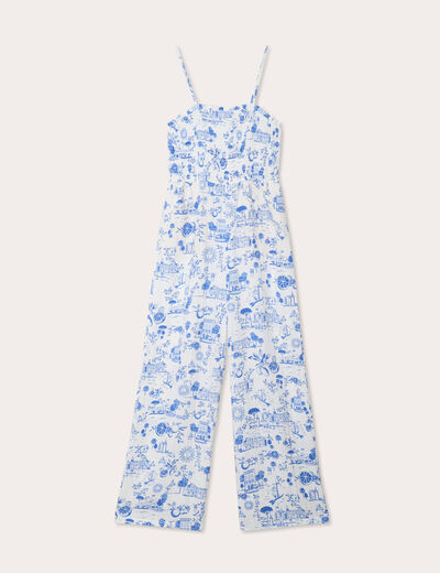 Combinaison pantalon bretelles bleu roi femme
