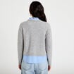 Gilet 2-en-1 col chemise manches longues gris clair femme