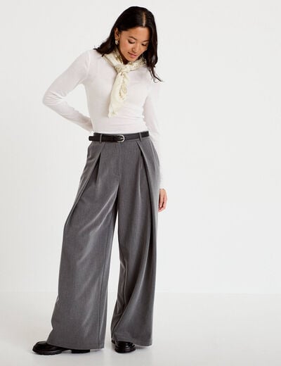 Pantalon bootcut ceinture amovible gris clair femme