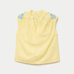 Blouse droite sans manches col v jaune pastel femme