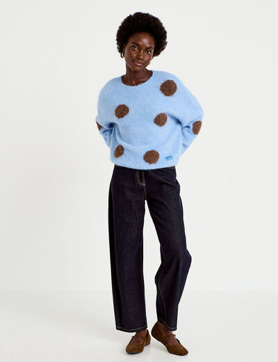 Pull manches longues bleu ciel femme