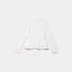 Pull ajour&eacute; p&eacute;plum manches longues ecru femme