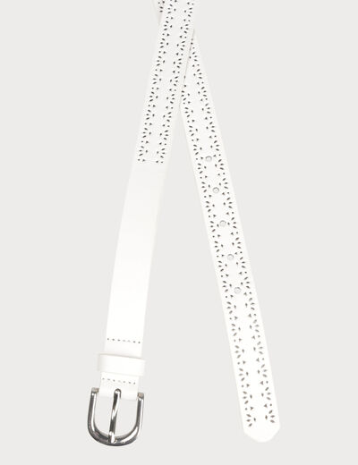 Ceinture folk ajourée ecru femme