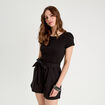 Combishort ceinturée noir femme