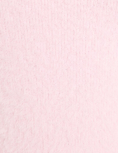 Pull ajust&eacute; col bardot manches longues rose clair femme