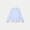 Blouse ample manches longues col v beige femme