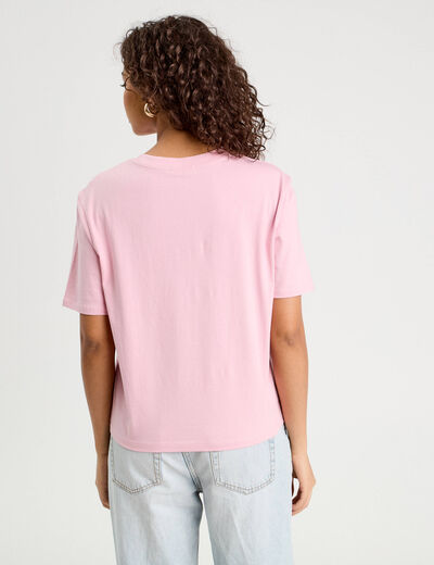 T-shirt manches courtes rose poudrée femme