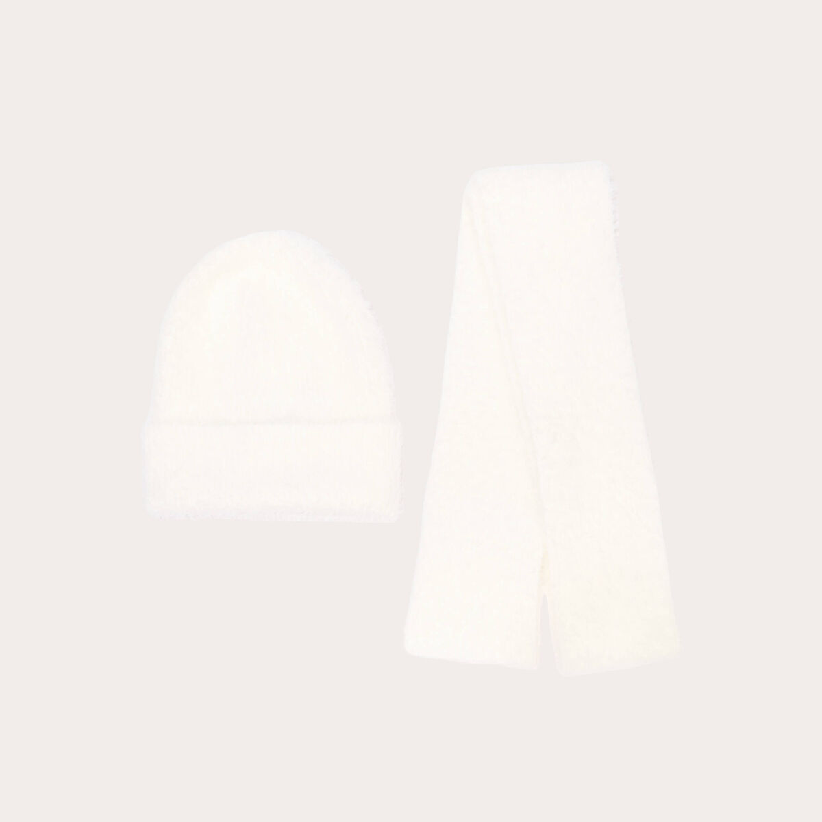 Ensemble &eacute;charpe et bonnet ecru femme