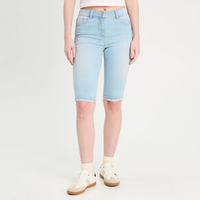 bermuda skinny en jean denim bleach femme Bermuda skinny en jean denim bleach femme