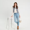 Blouse brodée avec volants ecru femme