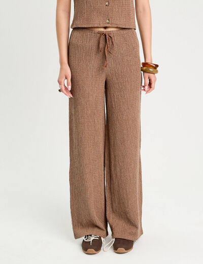 Pantalon large marron femme