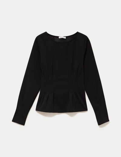 Top droit manches longues noir femme
