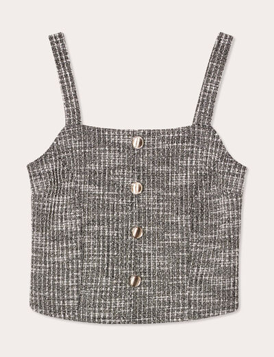 Bustier tweed noir femme