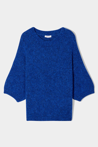 Pull manches courtes bleu electrique femme