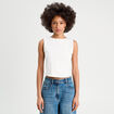 Débardeur cropped blanc femme