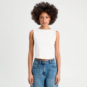 Débardeur cropped blanc femme