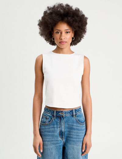 Débardeur cropped blanc femme