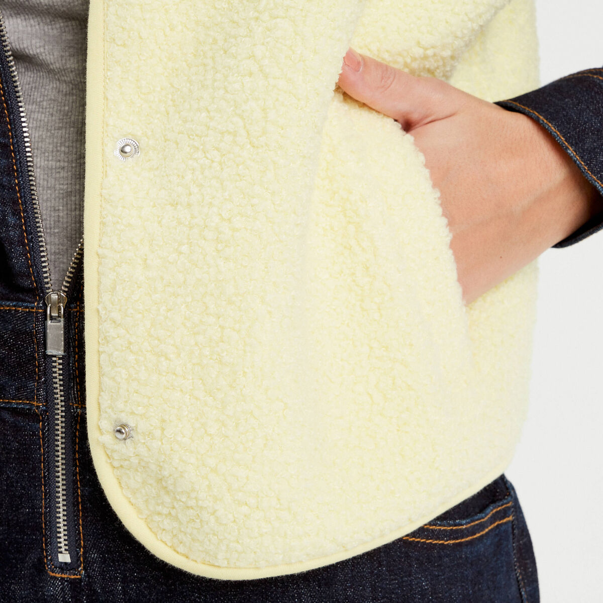 Gilet polaire sans manches jaune clair femme