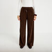 Pantalon jogging taille standard velours marron fonc&eacute; femme