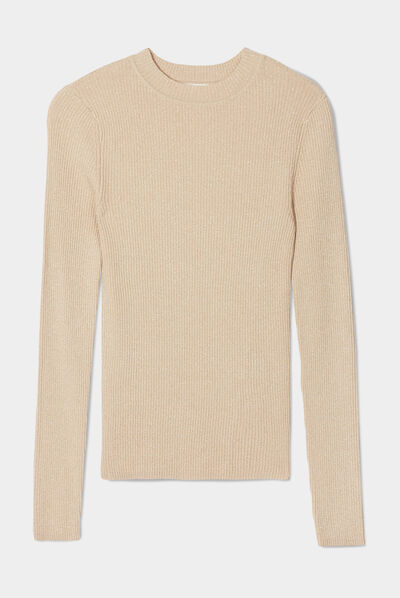 Pull manches longues beige femme
