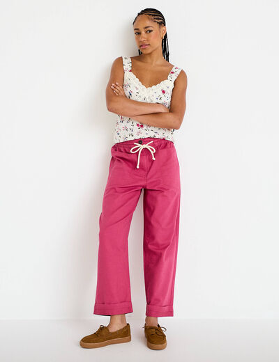 Pantalon droit taille standard prune femme