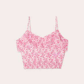 Blouse cropped volants blanc femme