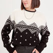 Pull manches longues col rond noir femme