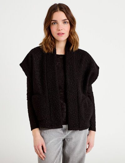 Gilet polaire manches courtes noir femme