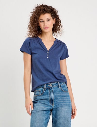 T-shirt manches courtes bleu foncé femme