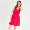 Robe évasée fluide plumetis rose fushia femme