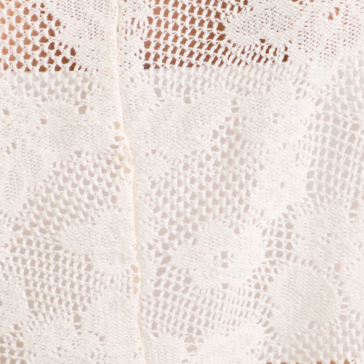 Blouse ajourée décolleté manches courtes ecru femme