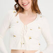 Gilet avec broderie ecru femme