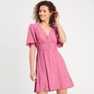 Robe évasée avec fronces vieux rose femme