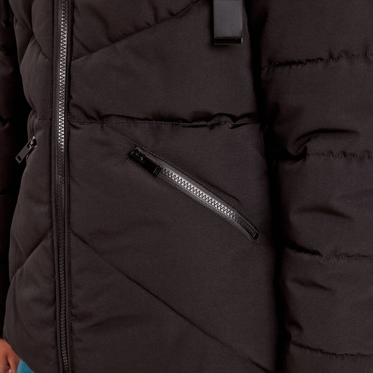 Doudoune cintrée à capuche noir femme