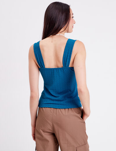 Débardeur bustier boutonné bleu canard femme