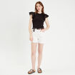 T-shirt manches courtes côtelé noir femme