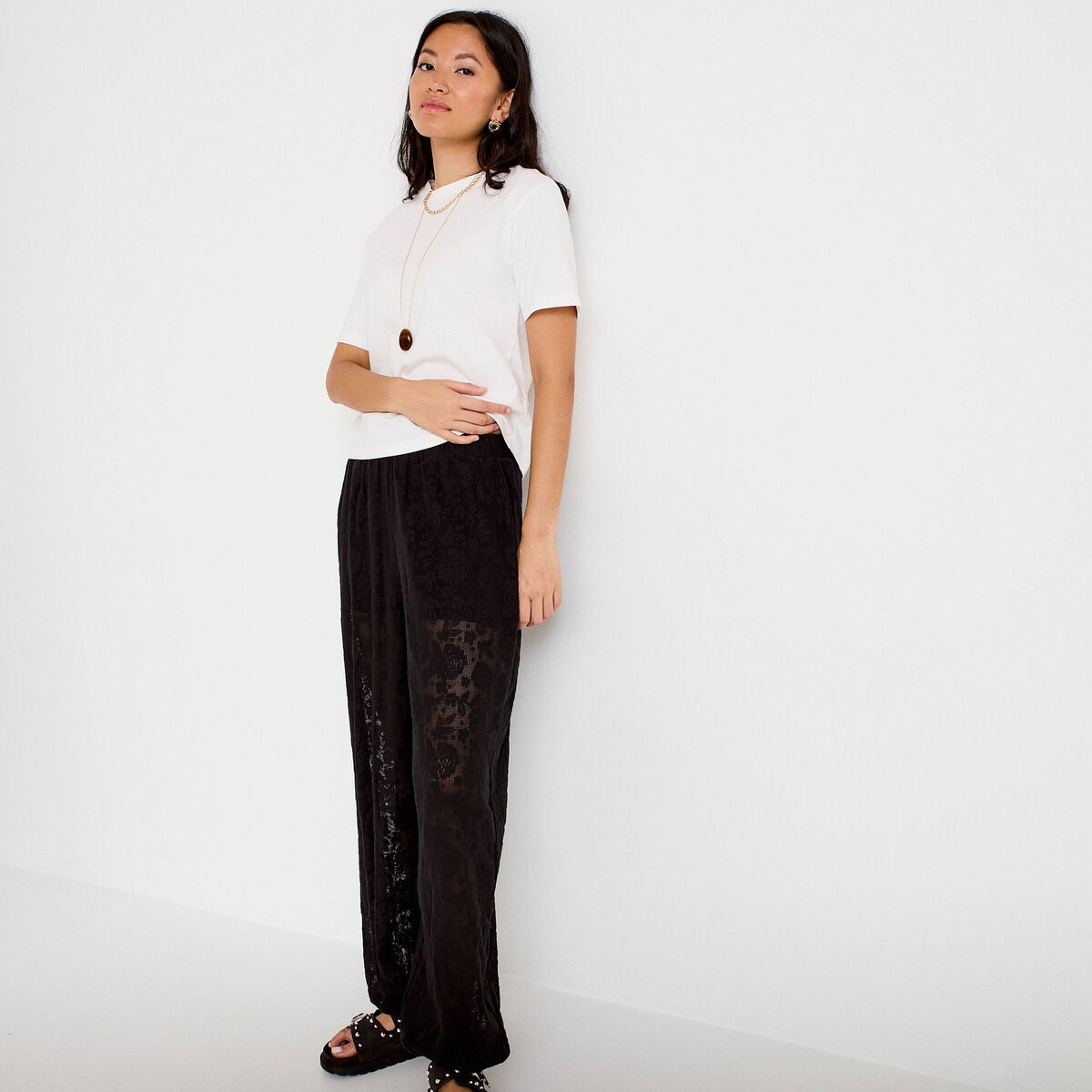 Pantalon bouffant taille standard noir femme