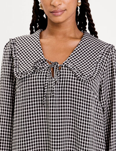 Robe col V noir femme