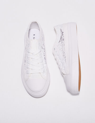 Tennis plates en dentelle blanc femme