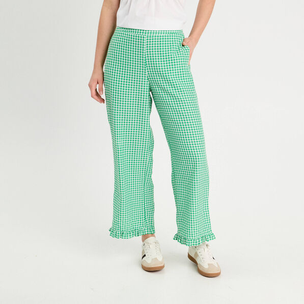 Pantalon large 7/8ème vert émeraude femme