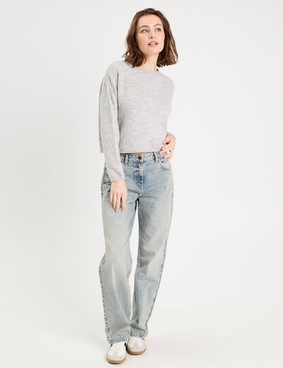 Pull manches longues gris clair femme