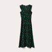 Robe longue évasée col v sans manches vert fluo femme